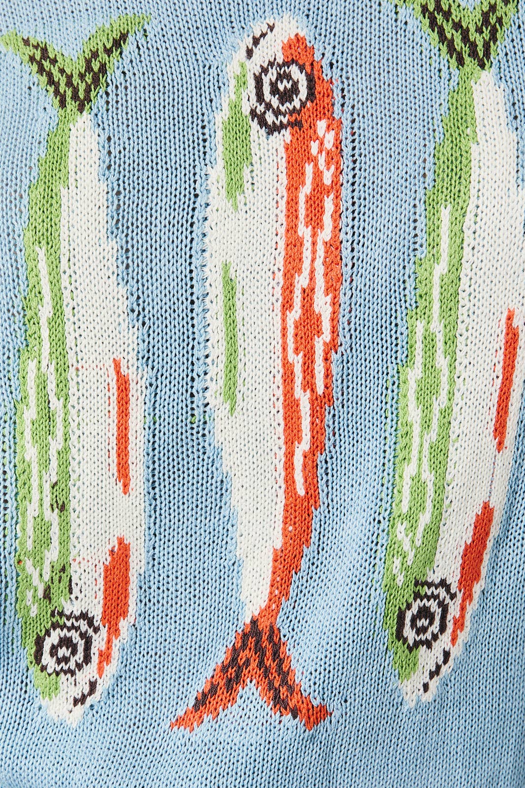 ROUND NECK 'FISH' GRAPHIC SWEATER VEST: LT BLUE / S