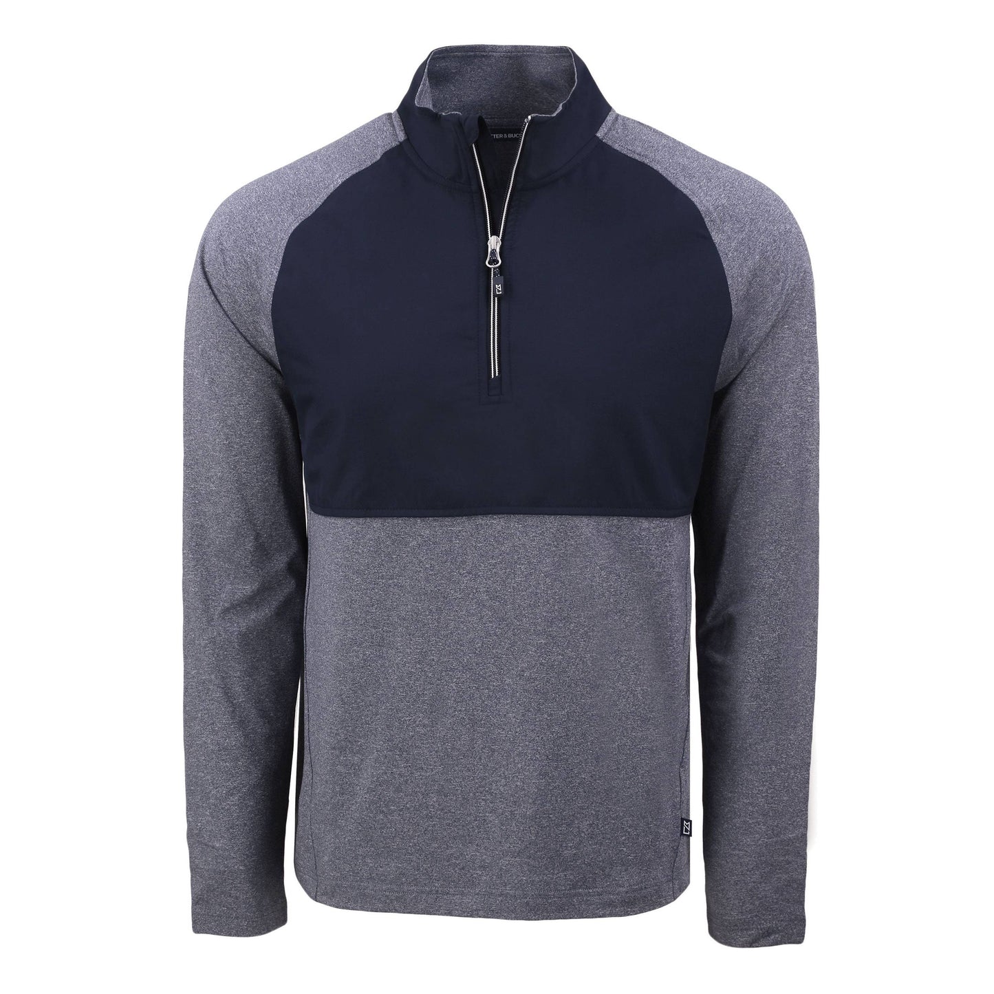 Cutter & Buck Adapt Eco Knit Hybrid Recycled Quarter Zip: Navy Blue / S