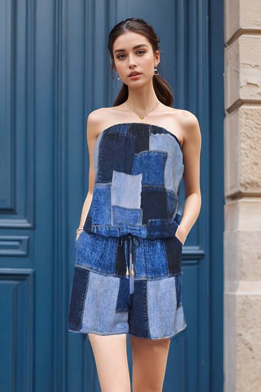 AMAYA TUBE ROMPER (PATCH DENIM)