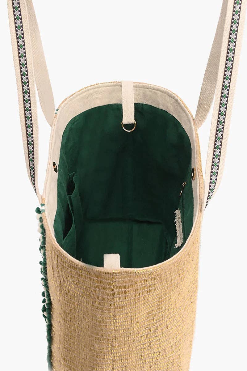 America & Beyond Bee Green Embellished Tote