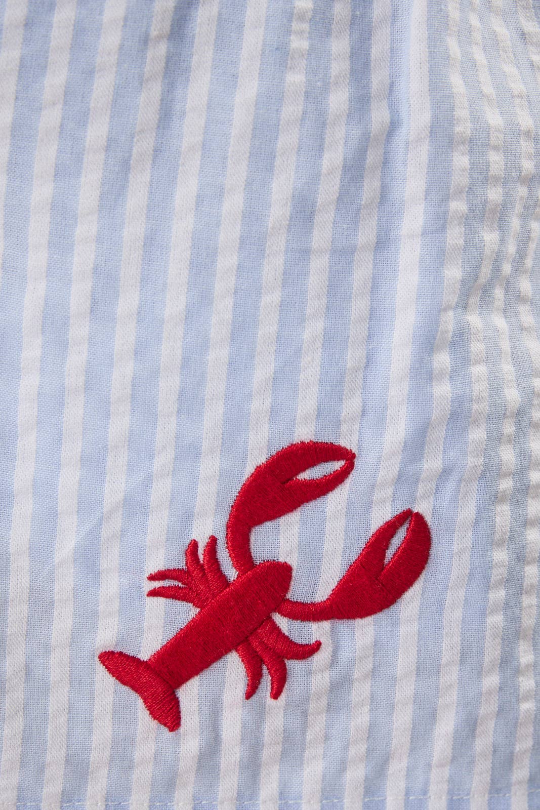 BOXER WITH LOBSTER EMBROIDERY: WHITE-BLUE STRIPE / S