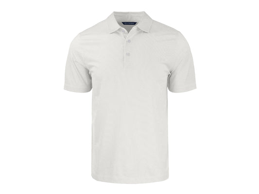 Cutter & Buck Pike Eco Symmetry Print Recycled Mens Polo: White/Polished / Large