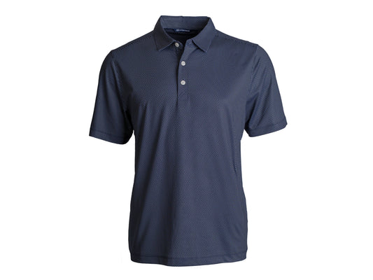 Cutter & Buck Pike Eco Symmetry Print Recycled Mens Polo: Navy Blue/White / Medium