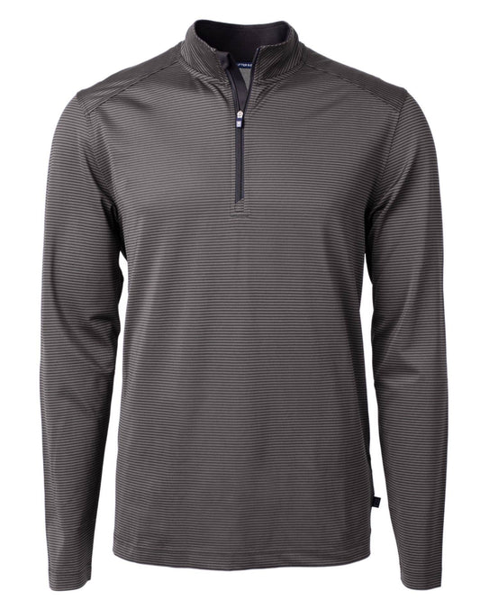 Cutter & Buck Virtue Micro Stripe Mens Quarter Zip: Black/Elemental Grey / Large
