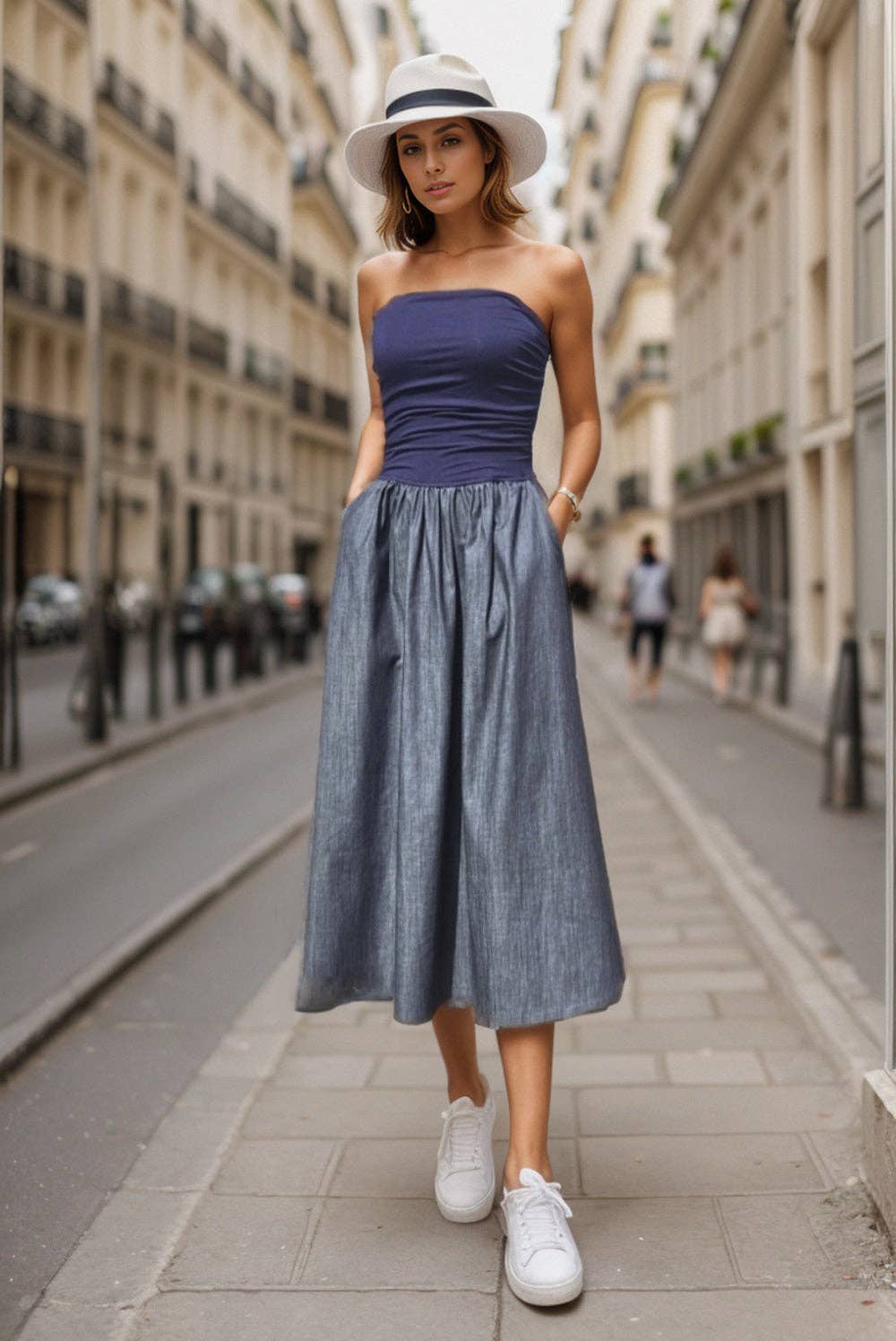 MIMI TUBE DRESS (NAVY / DENIM)