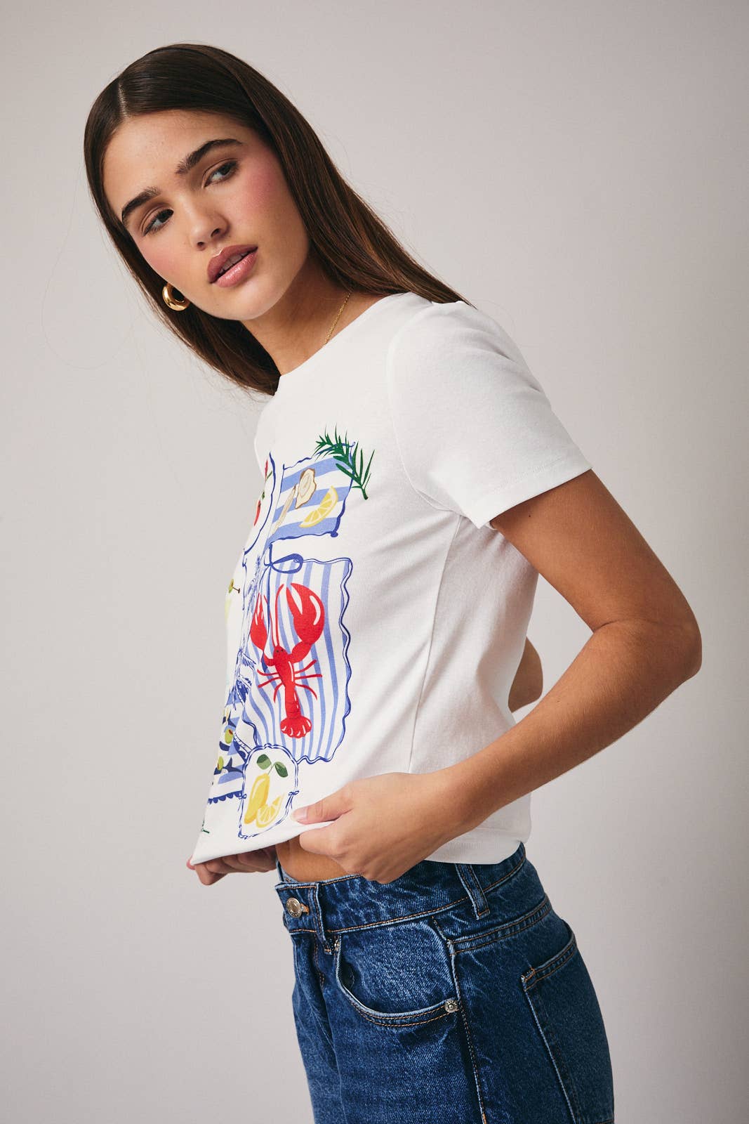 CREW NECK SHORT SLEEVE GRAPHIC PRINT BABY T-SHIRT: White / S