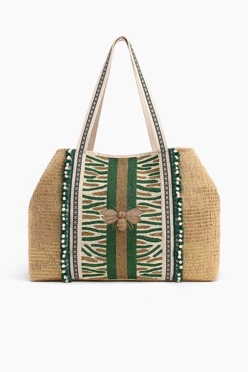 America & Beyond Bee Green Embellished Tote
