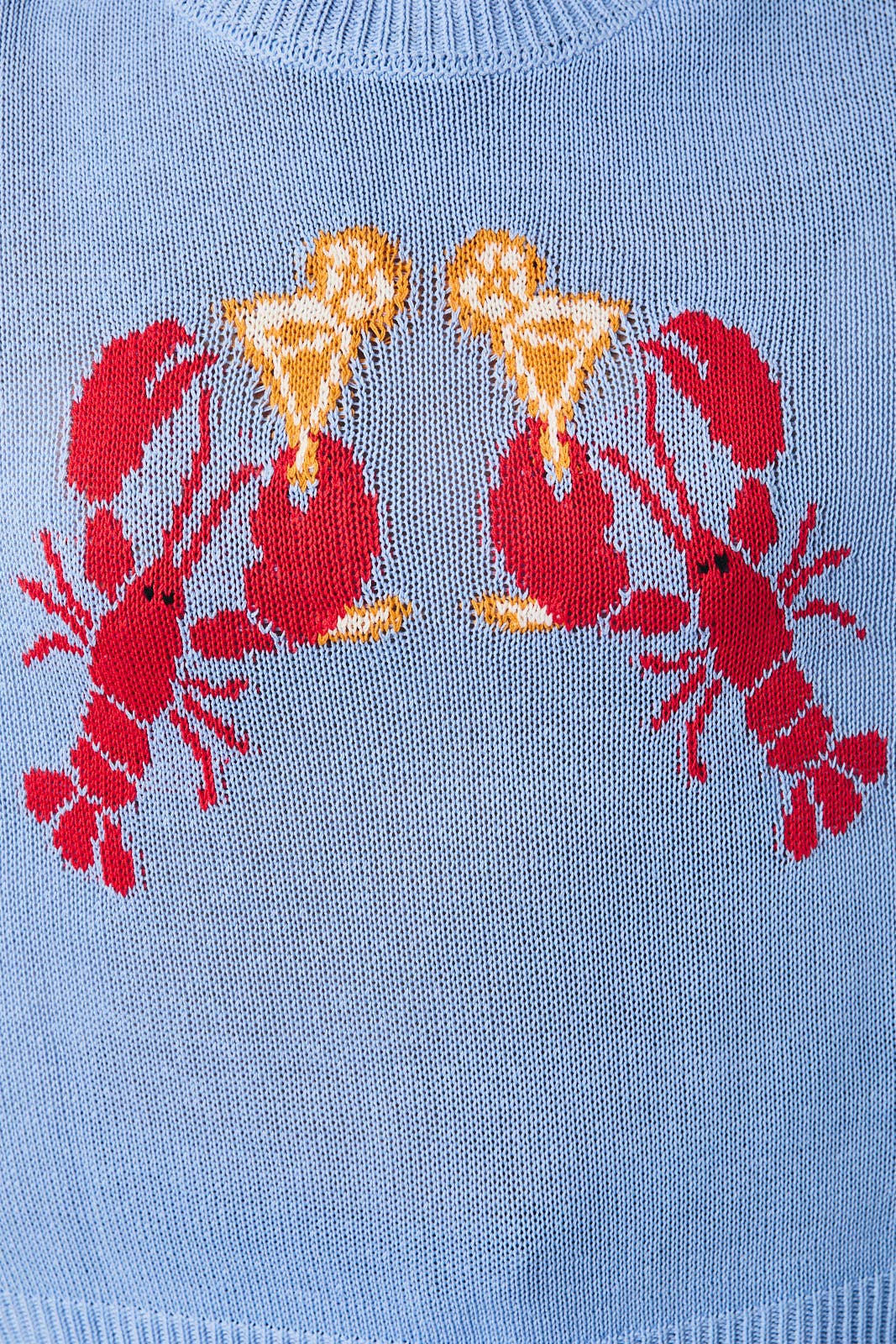 ROUND NECK LONG SLEEVE 'LOBSTER' GRAPHIC SWEATER: LT BLUE / M