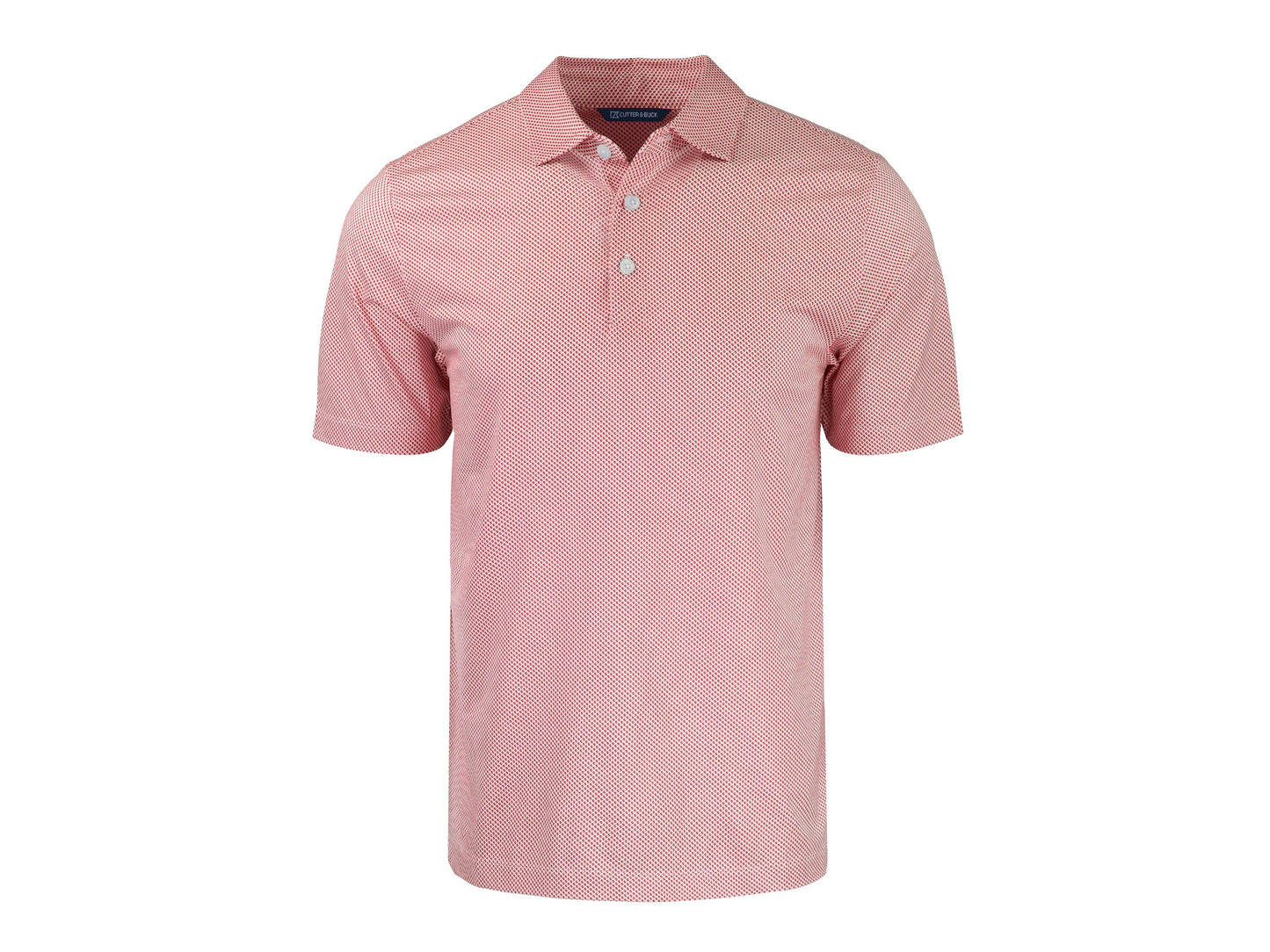 Cutter & Buck Pike Eco Symmetry Print Recycled Mens Polo: White/Red / XL
