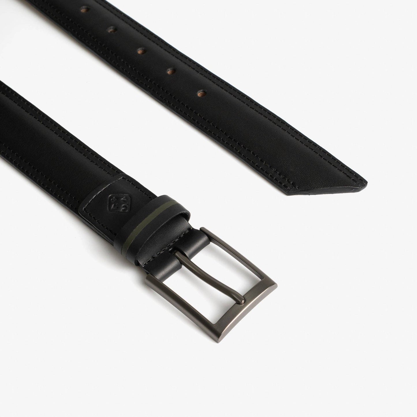 Bold Lined Leather Black Belt: S