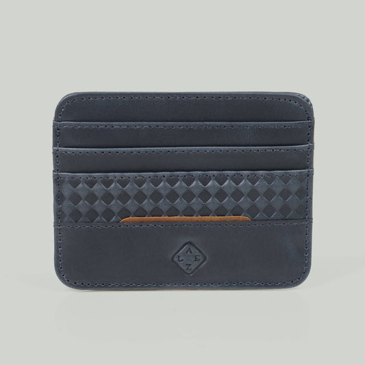 Classic Leather Card-Holder: Blue-Cognac