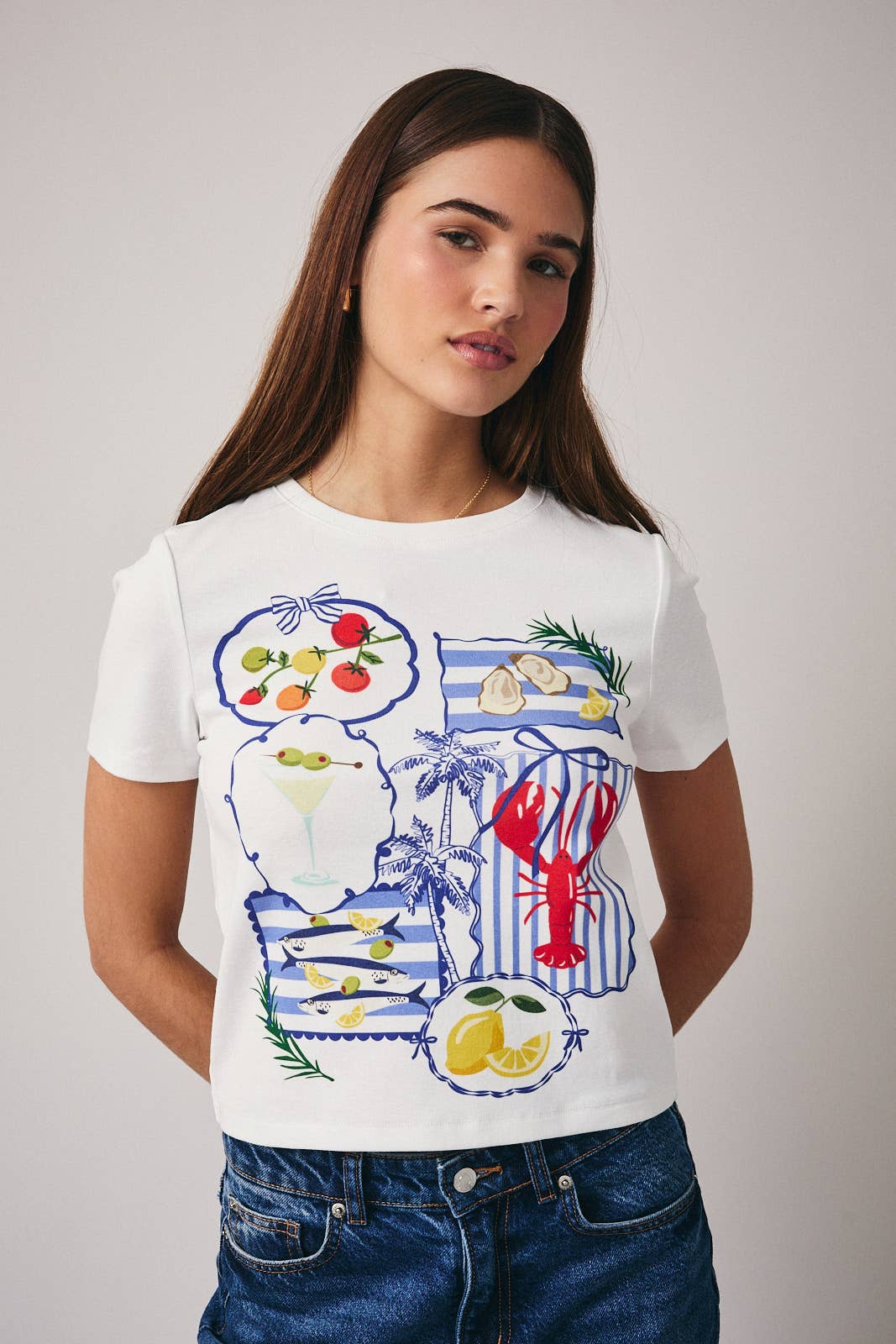 CREW NECK SHORT SLEEVE GRAPHIC PRINT BABY T-SHIRT: White / S