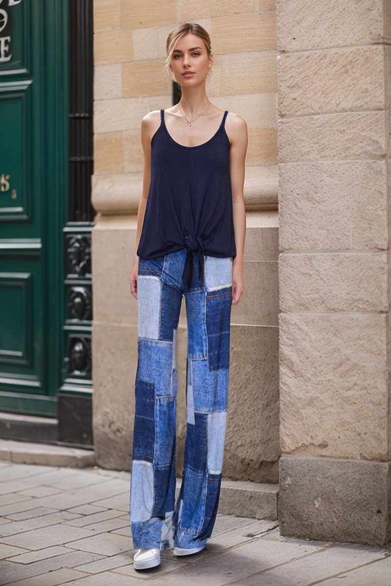 Scarlet Tie Jumpsuit (NAVY / PATCH DENIM)