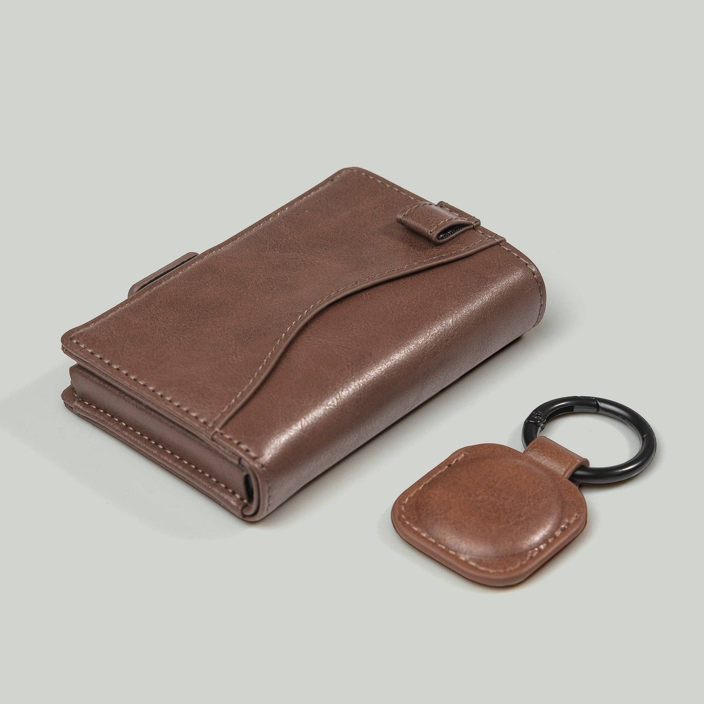 Brown Pop-Up Wallet with magnetic close and Airtag holder