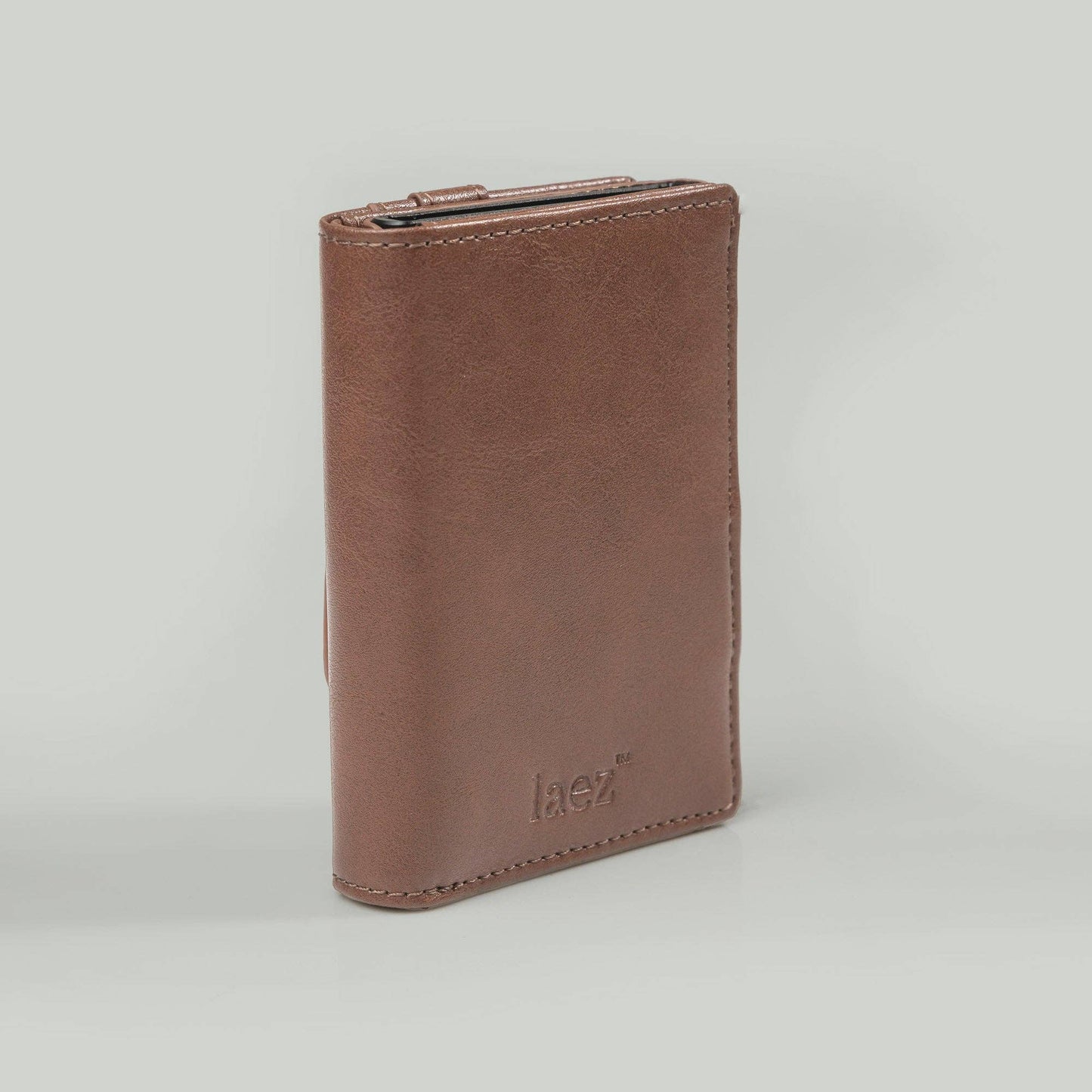 Brown Pop-Up Wallet with magnetic close and Airtag holder